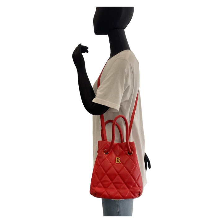 Top Quality Balenciaga B Bucket Bag Red Leather 2way