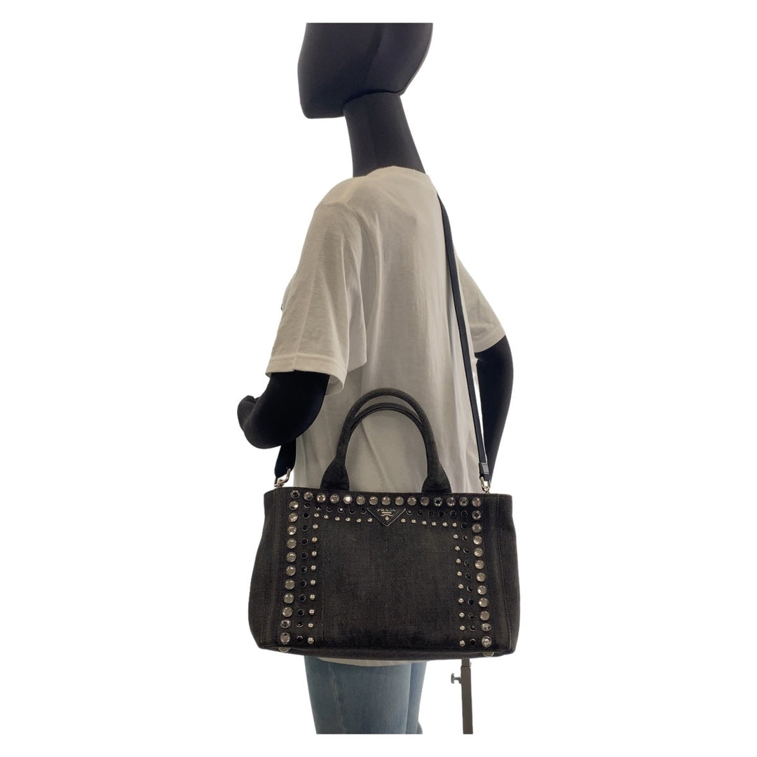 Prada Denim Bijou Canapa Tote Bag