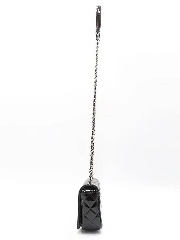 A92796 Black Patent Chevron COCO Boy Silver Logo Chain Shoulder Bag Chanel