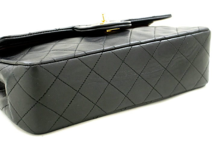 Chanel Classic Double New 9" Chain Shoulder Bag Black Lambskin