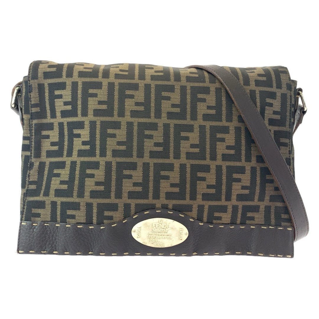 Top quality Fendi Zucca Brown Canvas Leather Messenger Bag