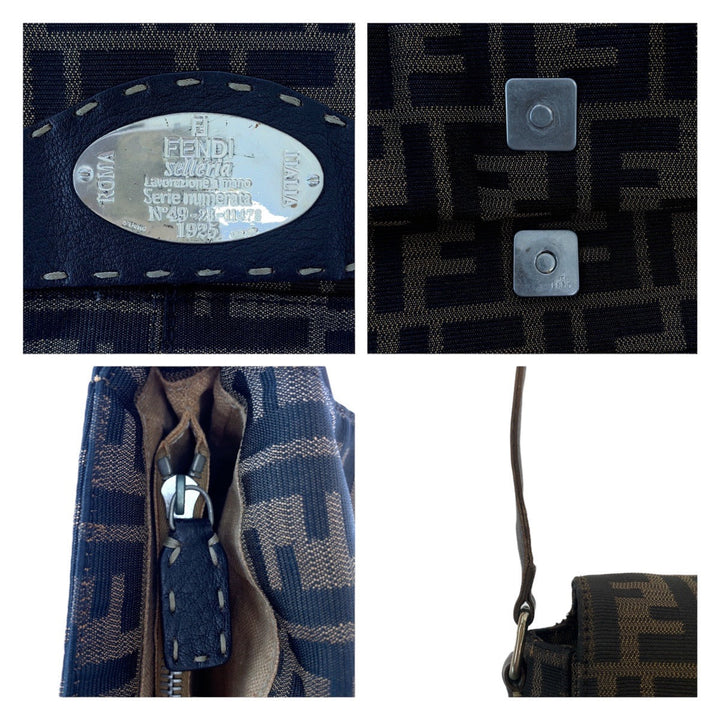 Top quality Fendi Zucca Brown Canvas Leather Messenger Bag