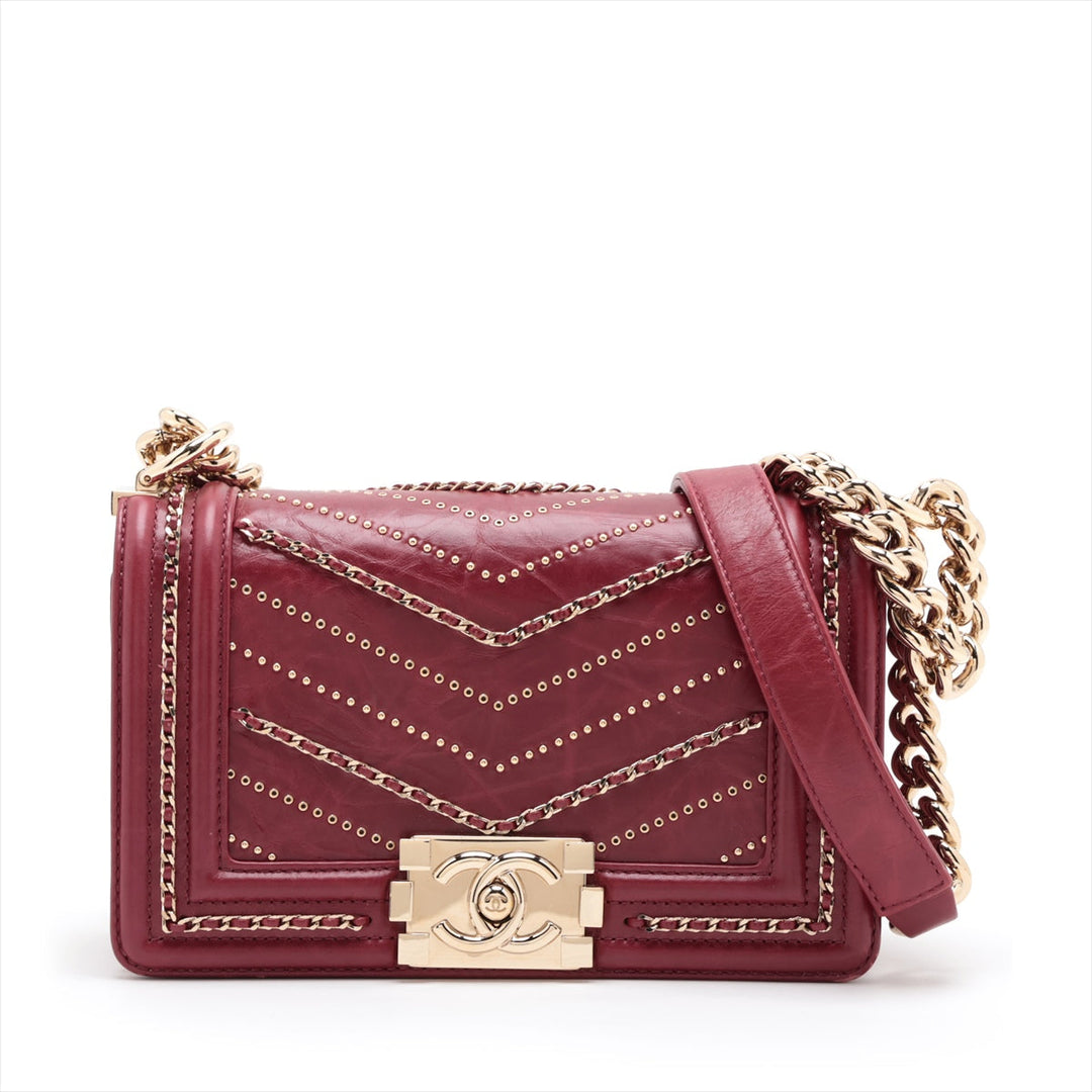 Top Quality Chanel Mini Boy Top Quality Chanel Leather Chain Shoulder Bag V Stick Bordeaux G