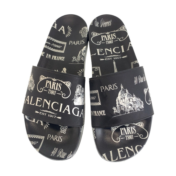 Top Quality Balenciaga Black White Rubber Sandals Slides