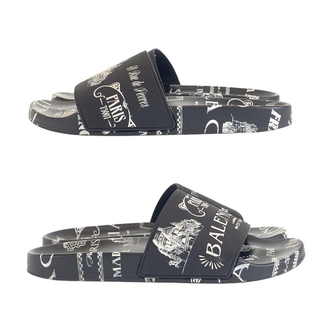 Top Quality Balenciaga Black White Rubber Sandals Slides