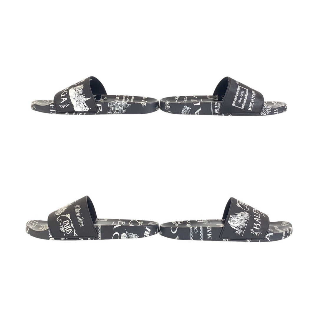 Top Quality Balenciaga Black White Rubber Sandals Slides