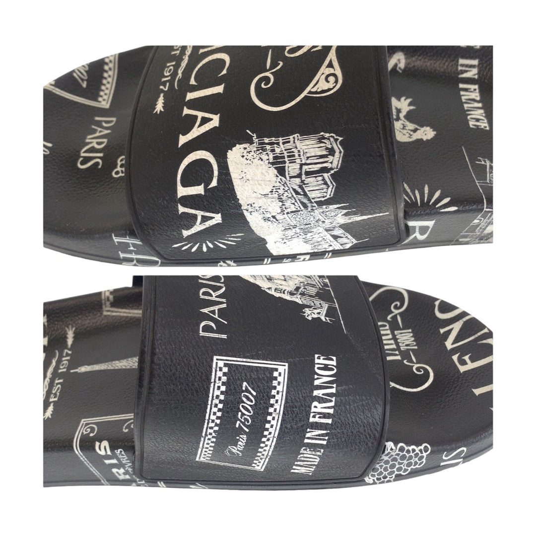 Top Quality Balenciaga Black White Rubber Sandals Slides