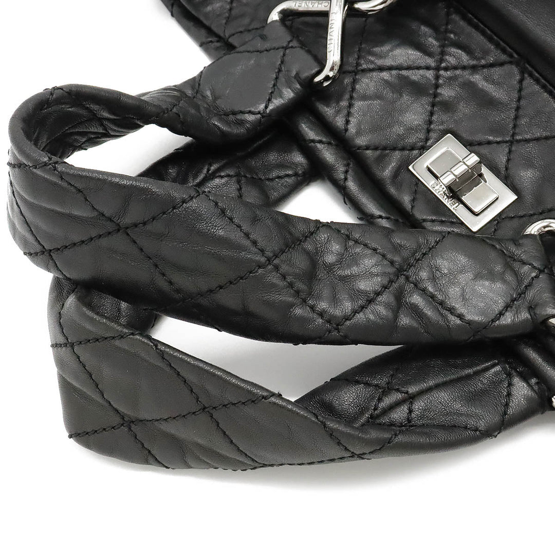 Top Quality Chanel Top Quality Chanel 2.55 Mattress  Bag Handbag Turn-Lock Leather Black Black Silver Gold