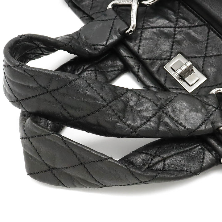 Top Quality Chanel Top Quality Chanel 2.55 Mattress  Bag Handbag Turn-Lock Leather Black Black Silver Gold