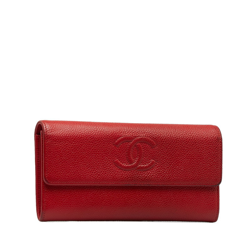 Top Quality Chanel Cocomark Long Wallet Red Caviar   Chanel