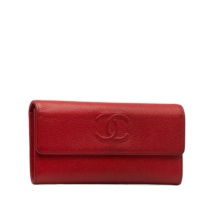 Top Quality Chanel Cocomark Long Wallet Red Caviar   Chanel