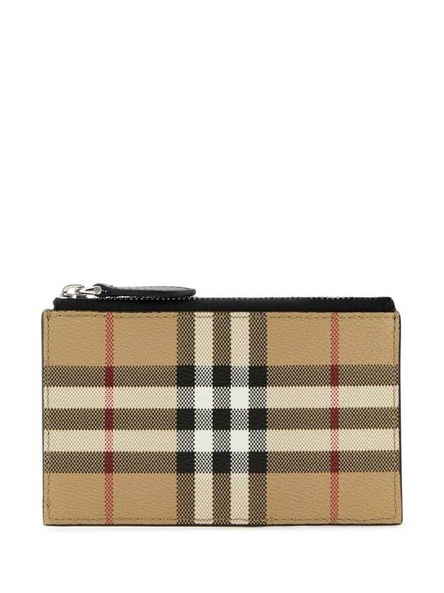 Burberry Check Zipper Card Wallet Beige