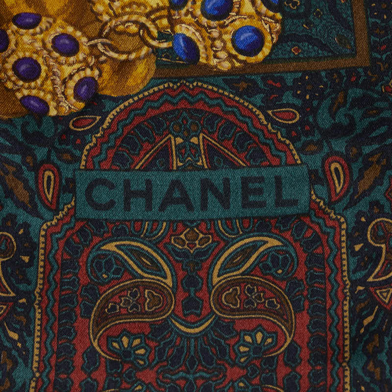 Top Quality Chanel Paisley Cocomark carf Green Multicolor Silk  Chanel