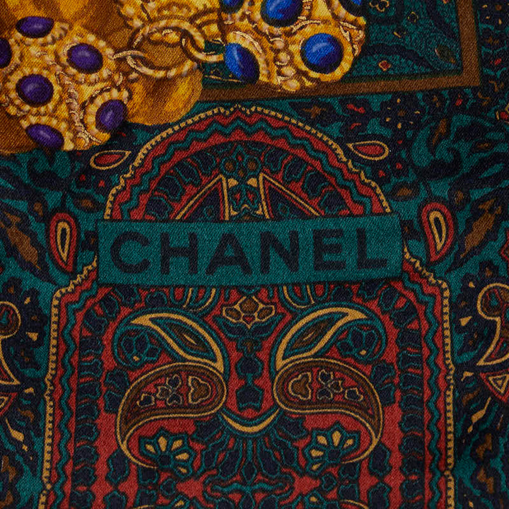 Top Quality Chanel Paisley Cocomark carf Green Multicolor Silk  Chanel