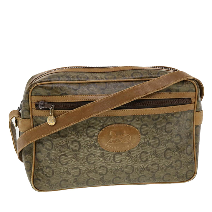 Celine C Macadam Canvas Shoulder Bag Beige Auth 41264