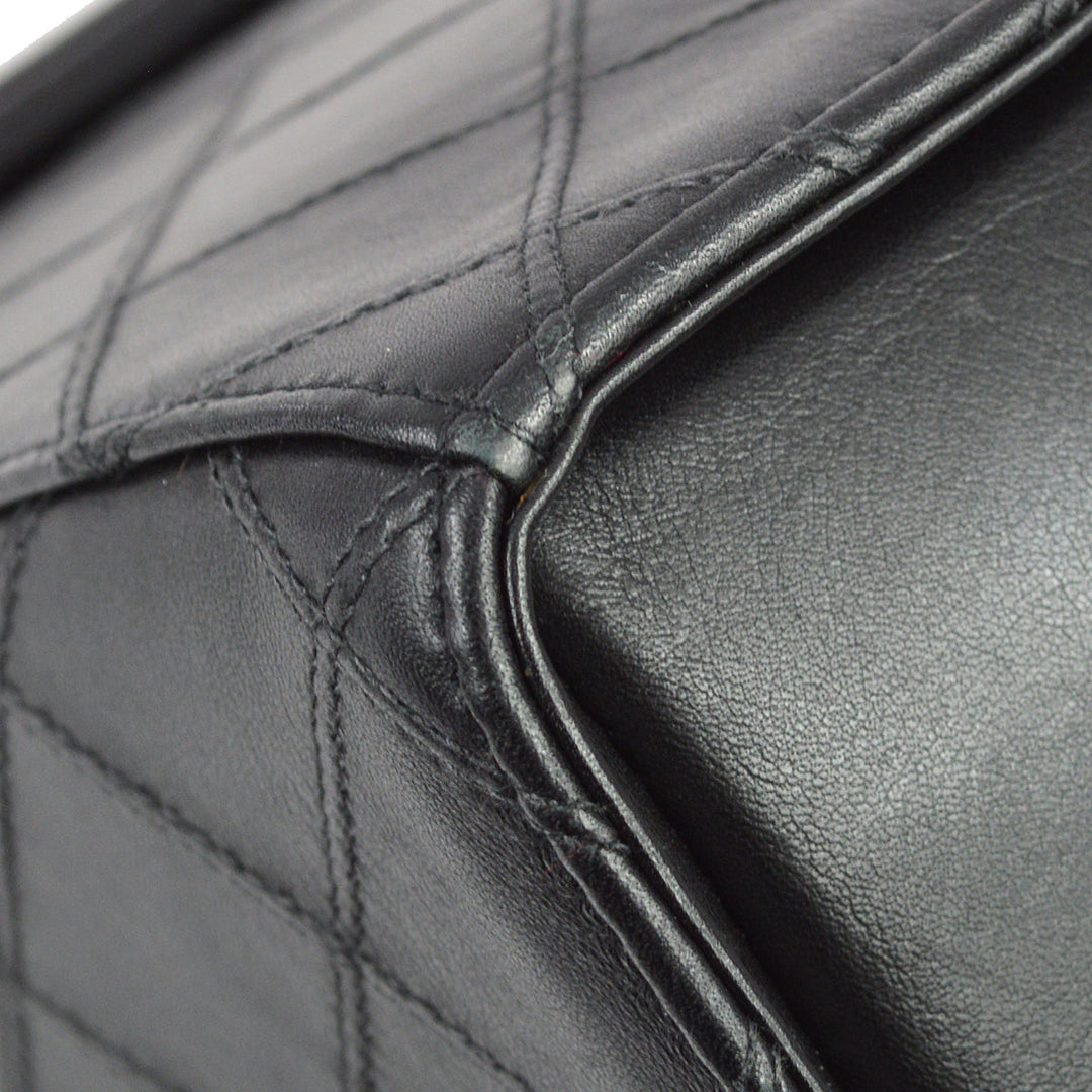 Top Quality Chanel 1994-1996 Black Lambskin Bicolore Vanity 2way Handbag