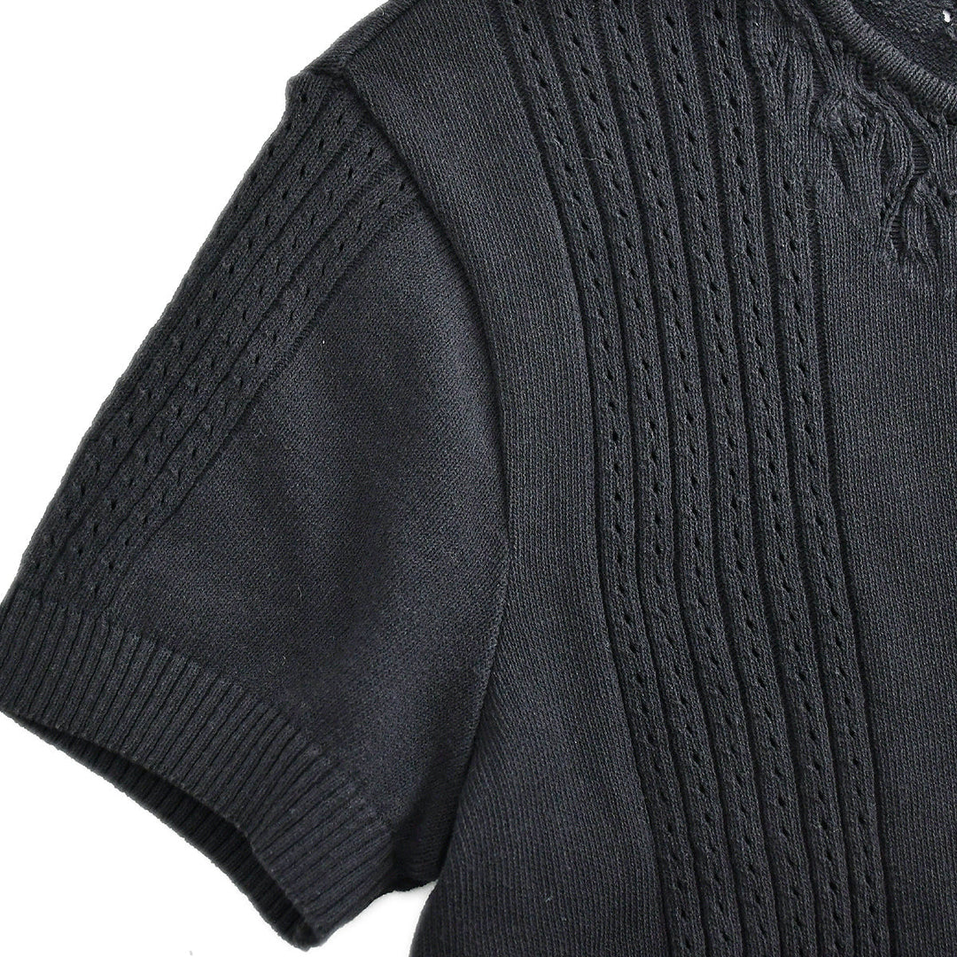 Top Quality Chanel Short Sleeve Sweater Knit Tops Black 02P #38