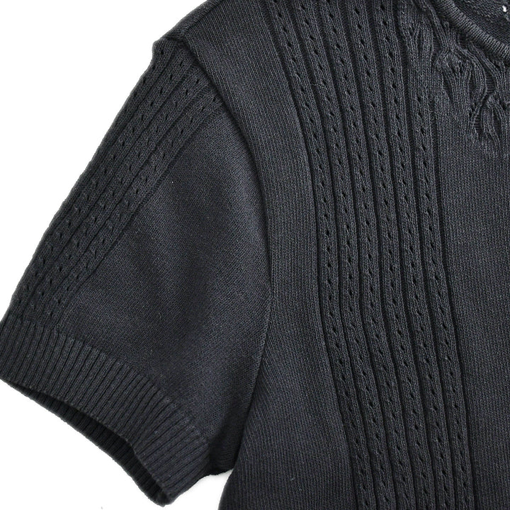Top Quality Chanel Short Sleeve Sweater Knit Tops Black 02P #38