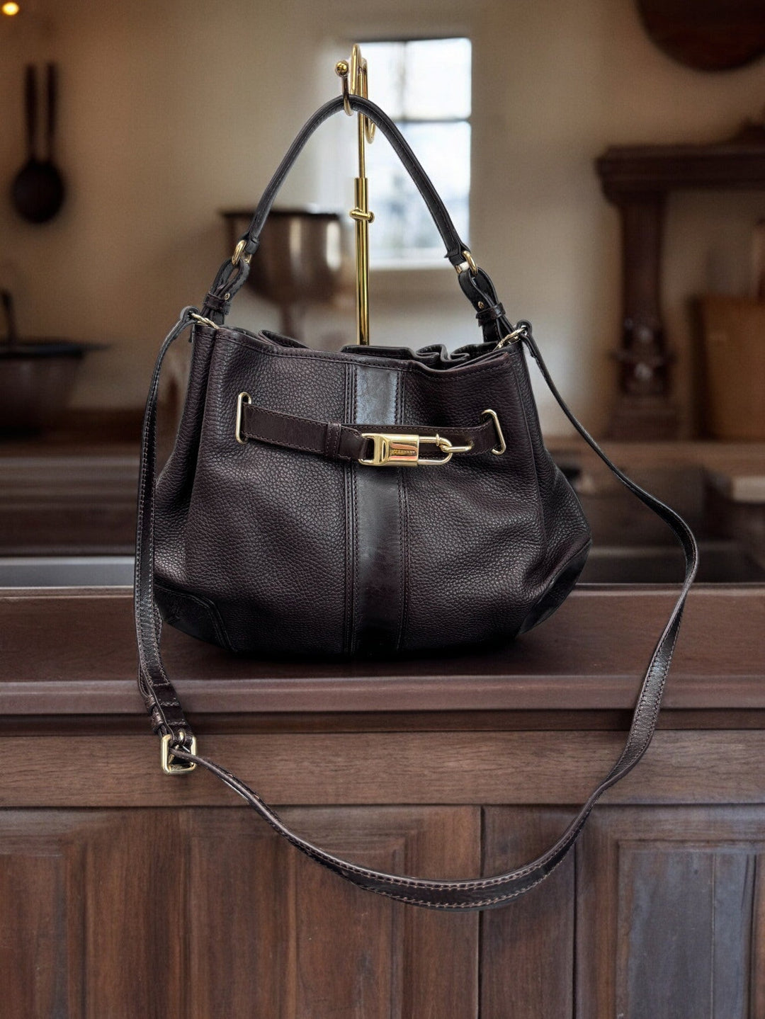 Burberry Brown Leather Hobo 2Way Bag