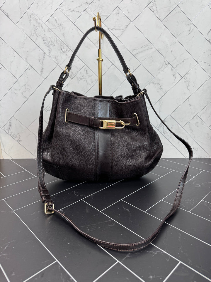 Burberry Brown Leather Hobo 2Way Bag