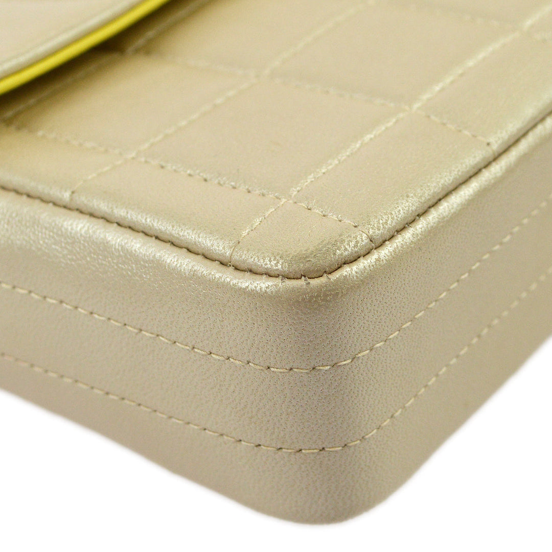 Top Quality Chanel Beige Lambskin Choco Bar East West Shoulder Bag
