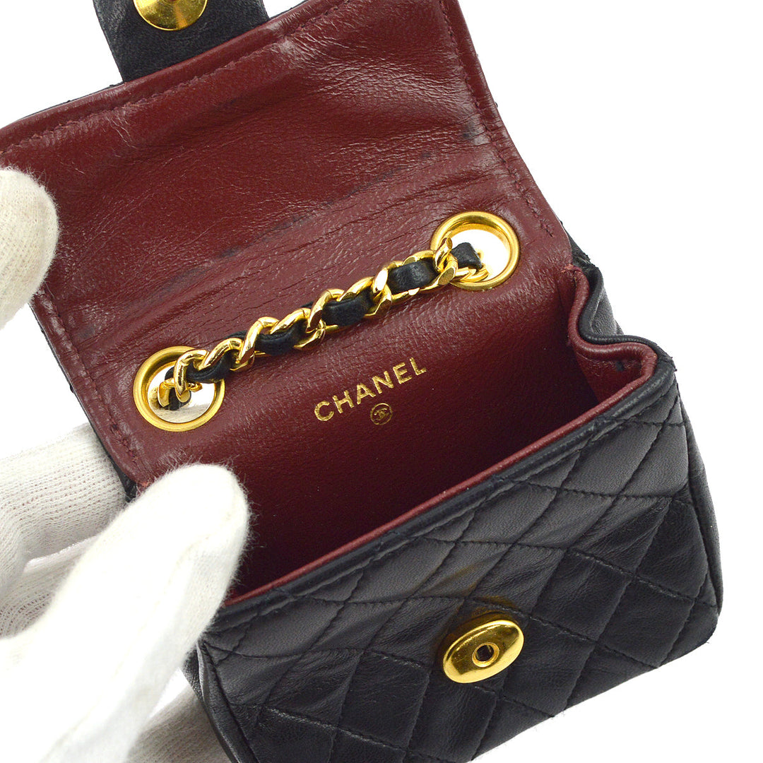 Top Quality Chanel Black Lambskin Classic Flap Micro Bag