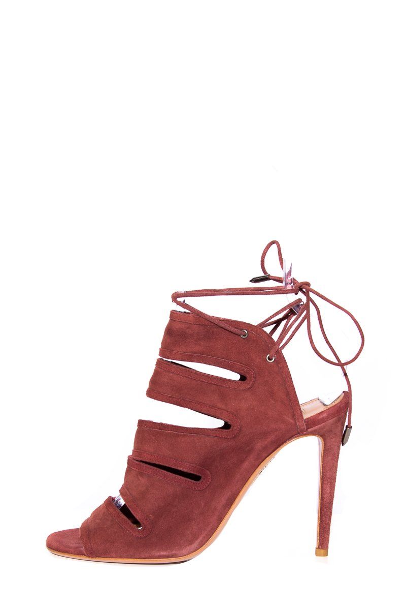 Aquazzura Burgundy Suede Heels SZ 38