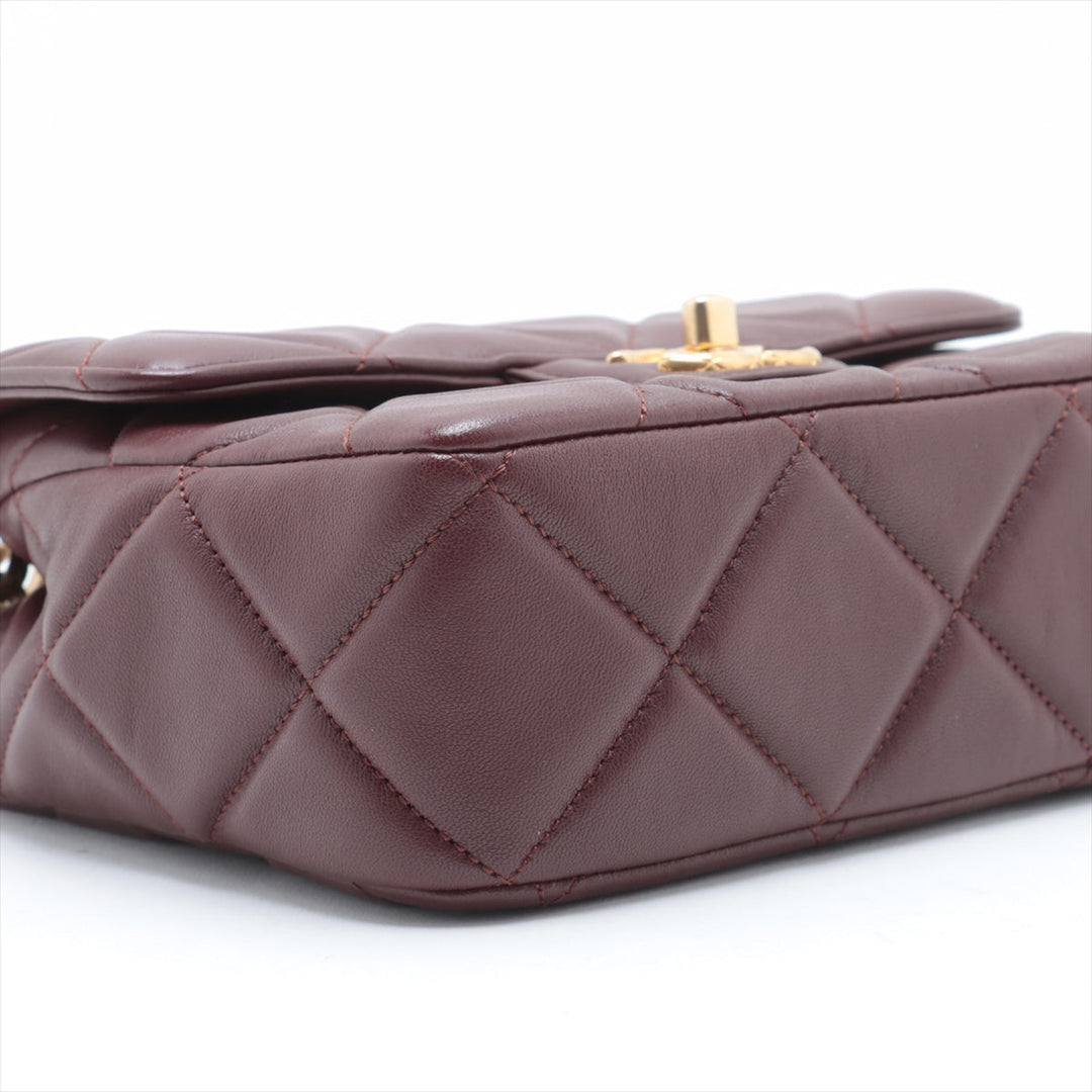 Top Quality Chanel Mini Lambskin  Single Chain Single Chain Bag Bordeaux Gold  IC Chip