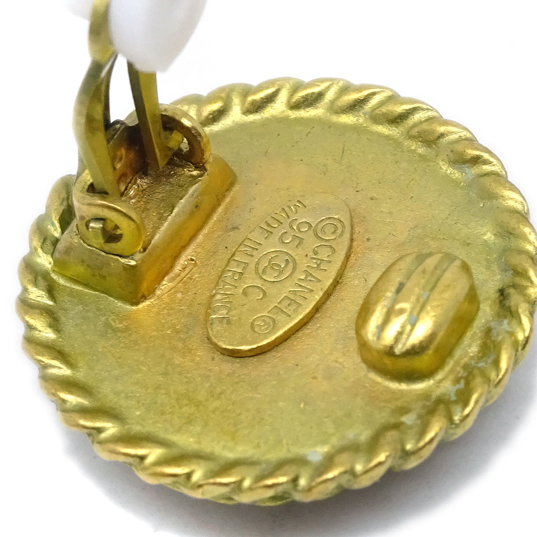 Top Quality Chanel Gold Button Earrings Clip-On 95C