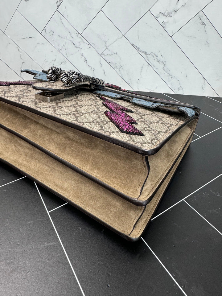 LIKE NEW Gucci GG Supreme Embroidered Sequin Medium Dionysus Shoulder Bag