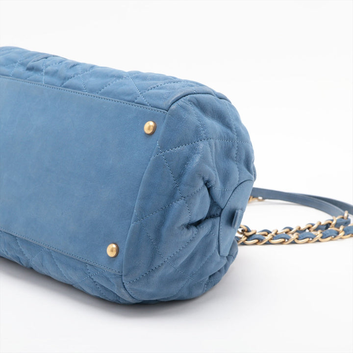 Top Quality Chanel Matrasse  Leather Chain Handbag  Blue Gold  15th