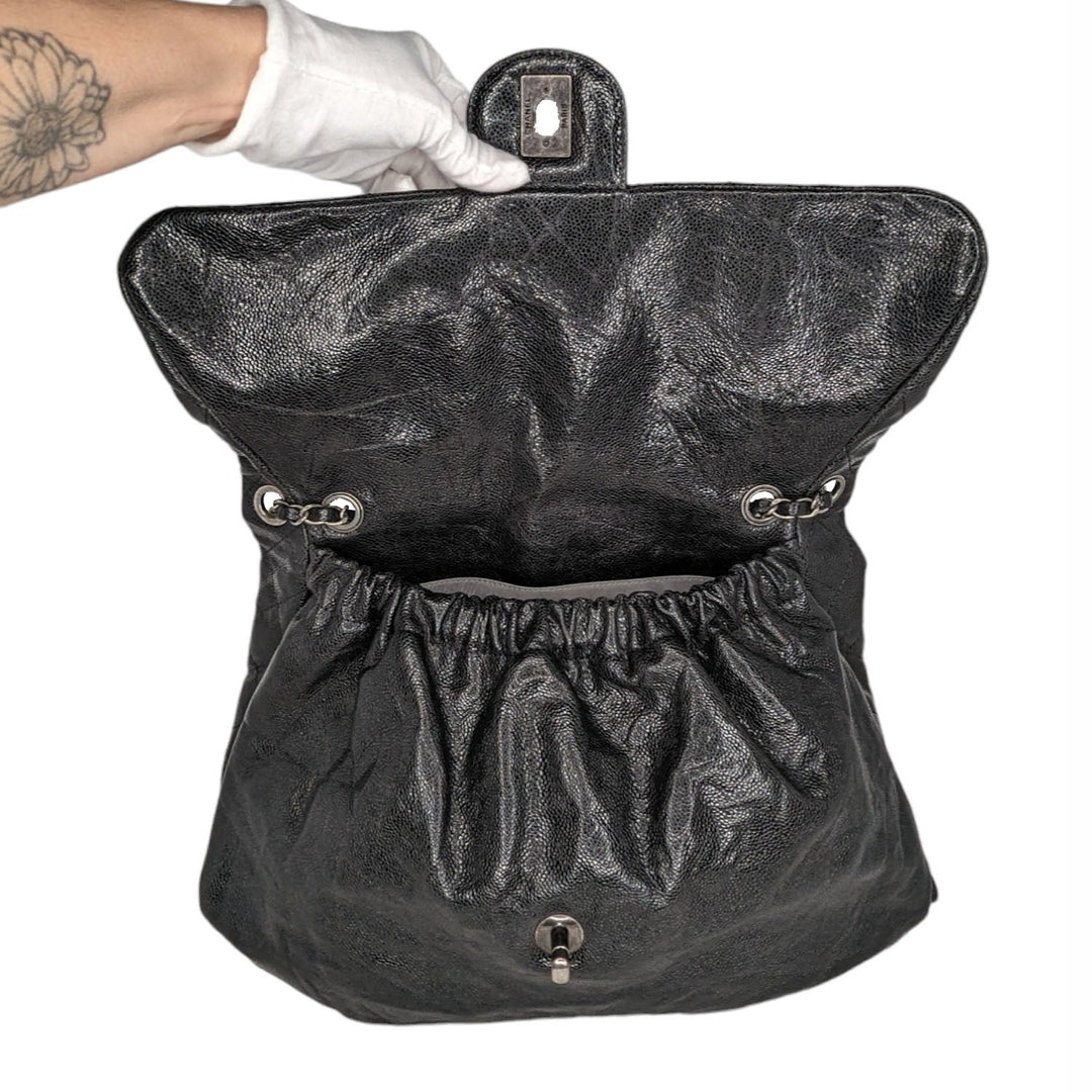 Top Quality Chanel Elastic CC Flap Bag Glazed Caviar Hobo Shoulder Bag