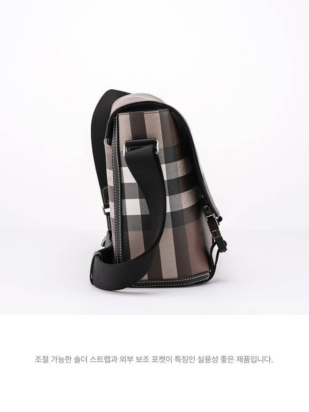 Burberry Check Print Leather Messenger Bag Dark Birch Brown