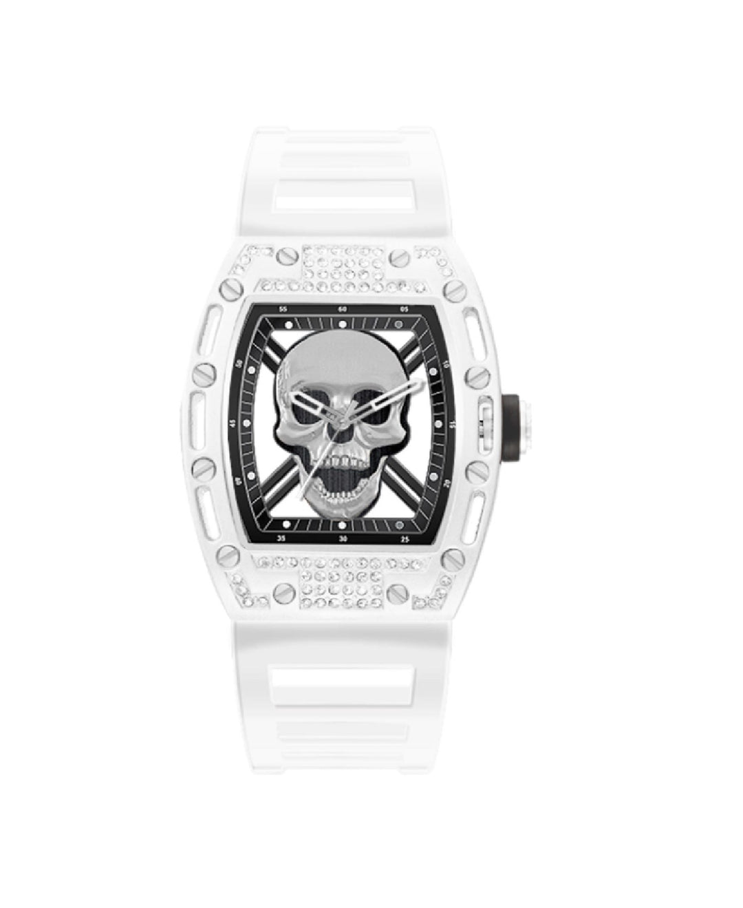 Ed Hardy Men's Matte White Plastic Strap Watch 42mm