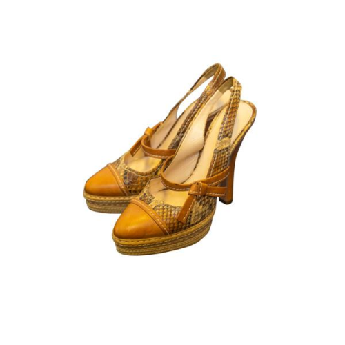 Prada snakeskin slingback pumps