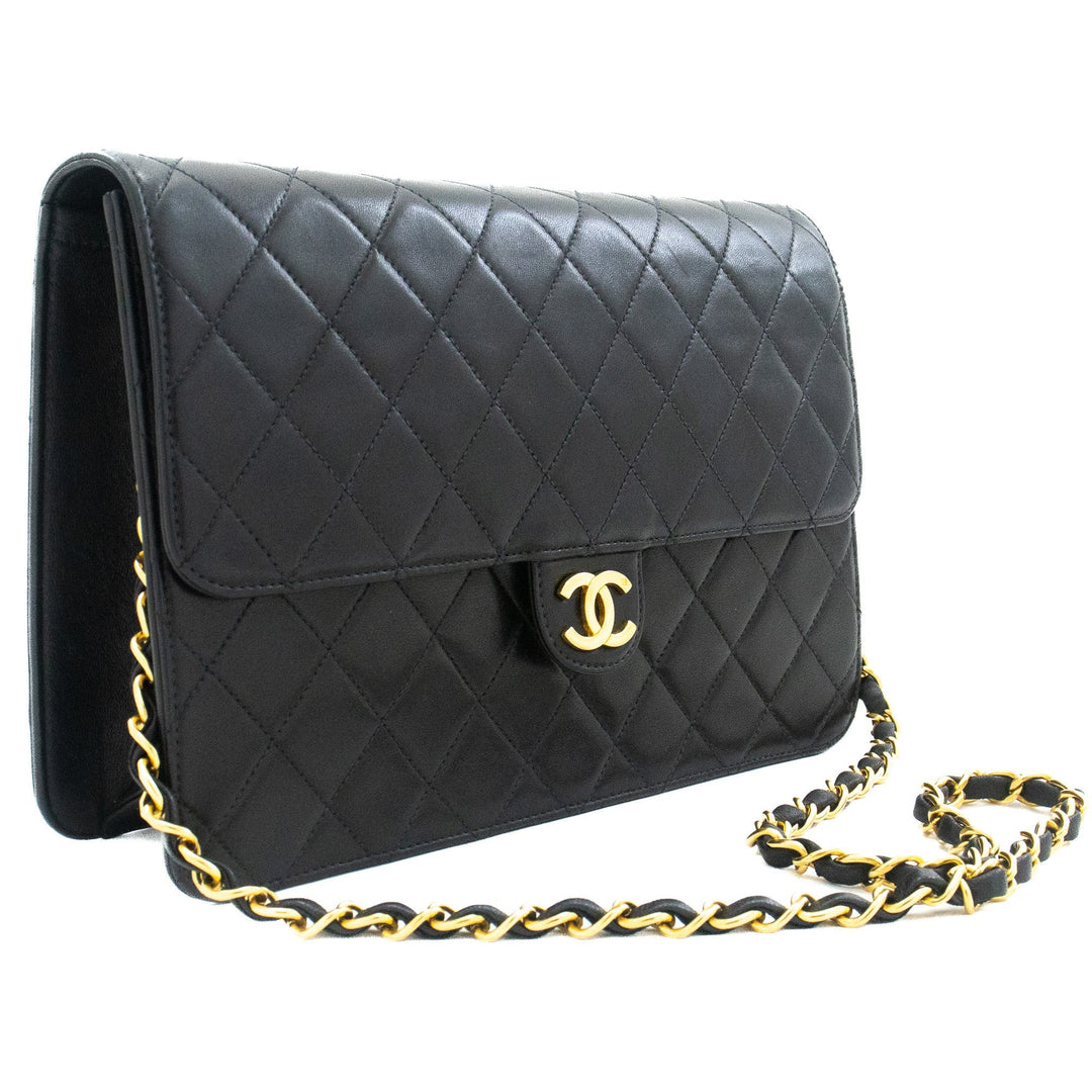 Top Quality Chanel Chain Shoulder Bag Clutch Black Quilted New Lambskin Purse