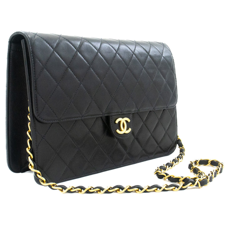 Top Quality Chanel Chain Shoulder Bag Clutch Black Quilted New Lambskin Purse