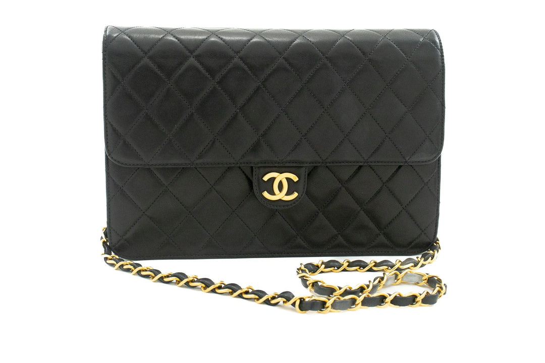 Top Quality Chanel Chain Shoulder Bag Clutch Black Quilted New Lambskin Purse