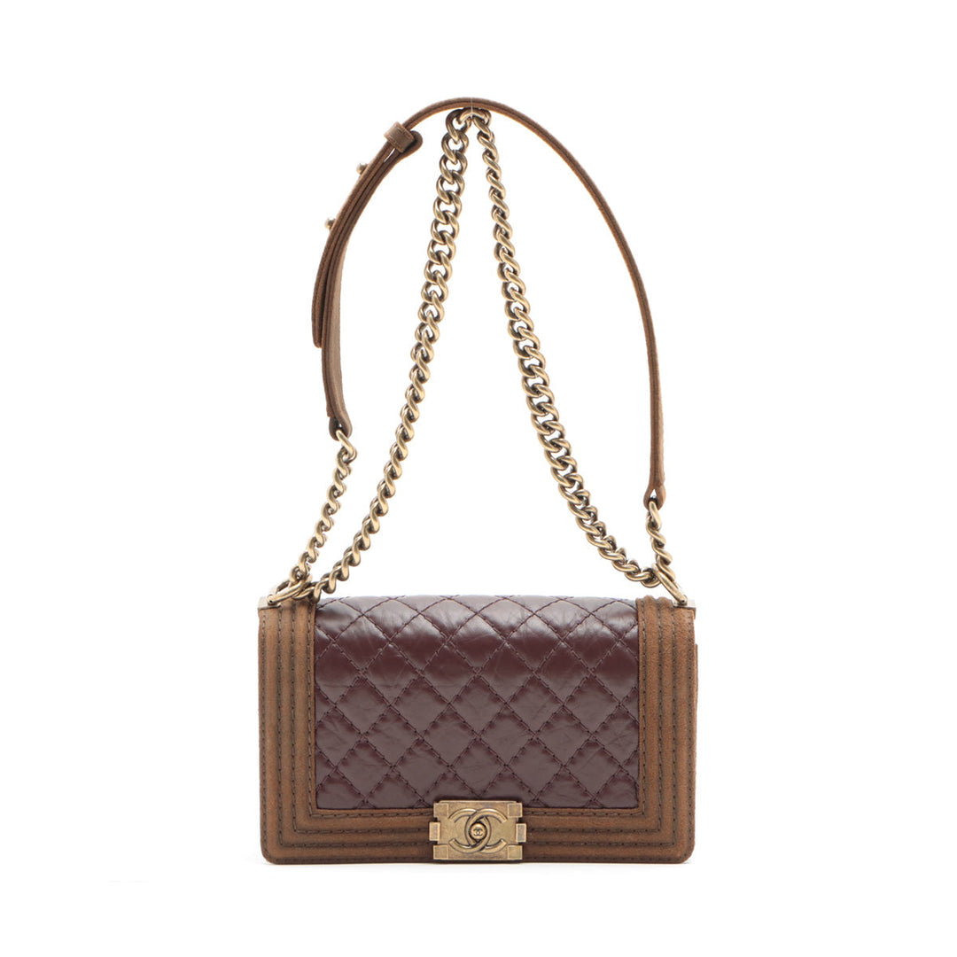 Top Quality Chanel Boy Top Quality Chanel Leather X Sword Chain Shoulder Bag Brown Gold  18th