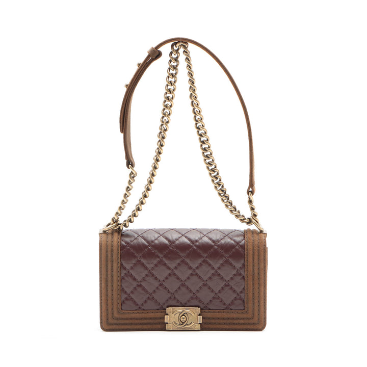 Top Quality Chanel Boy Top Quality Chanel Leather X Sword Chain Shoulder Bag Brown Gold  18th