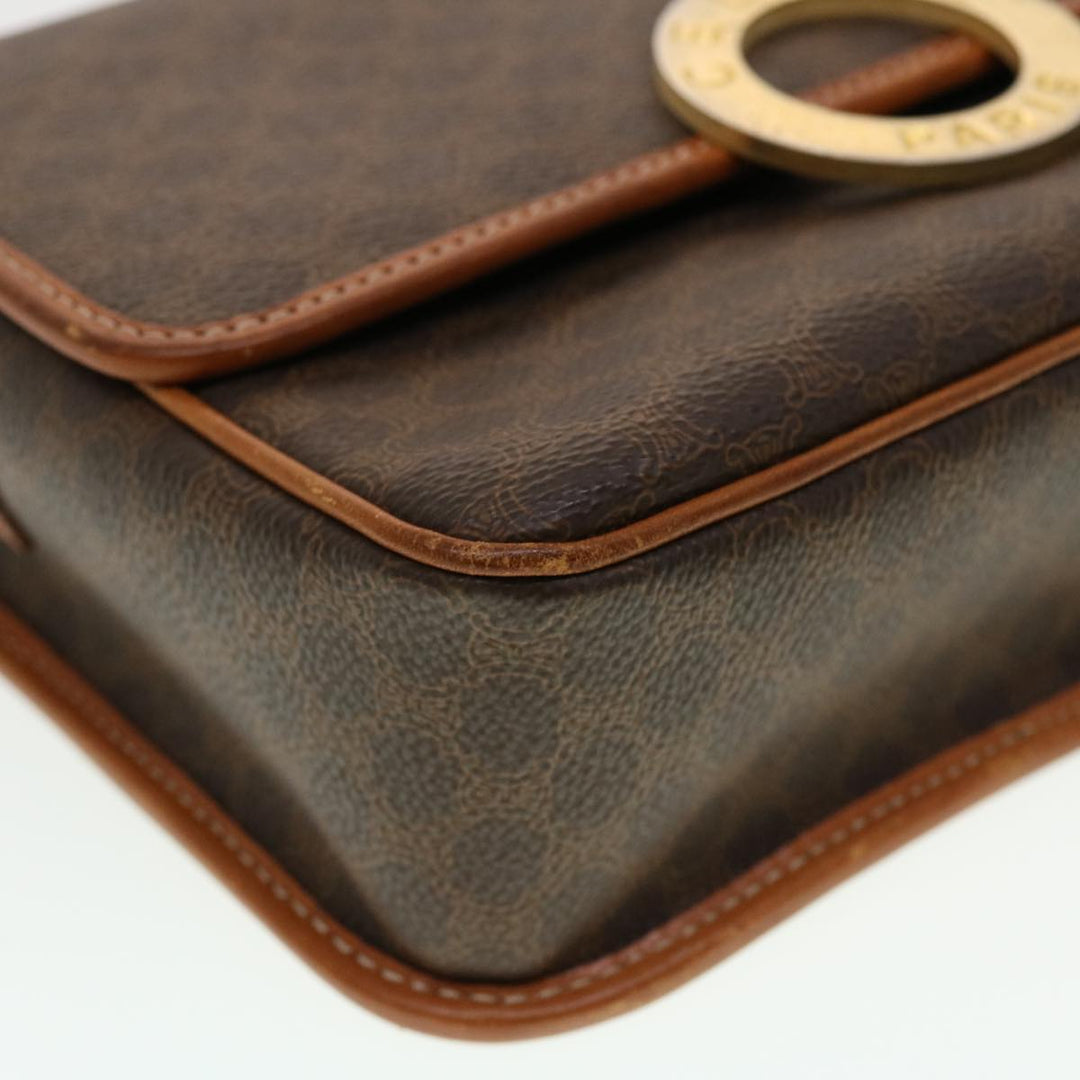 Celine Macadam Canvas Shoulder Bag PVC Leather Brown  42446