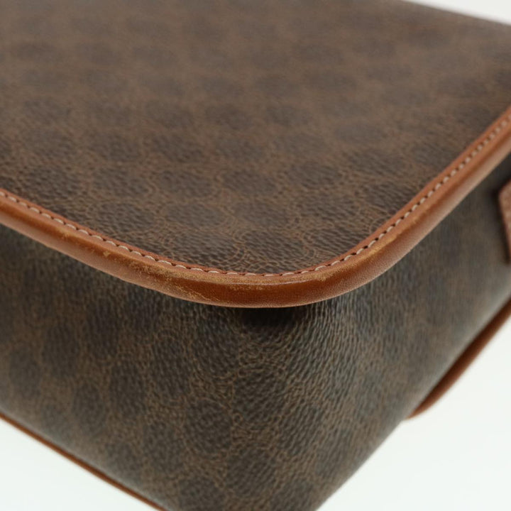 Celine Macadam Canvas Shoulder Bag PVC Leather Brown  42446