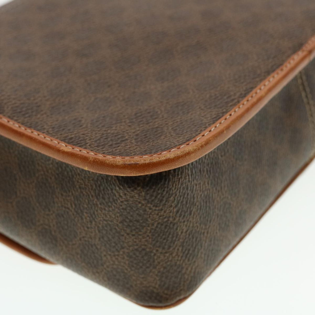 Celine Macadam Canvas Shoulder Bag PVC Leather Brown  42446