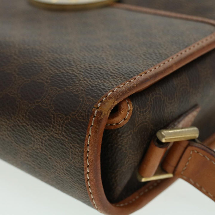 Celine Macadam Canvas Shoulder Bag PVC Leather Brown  42446