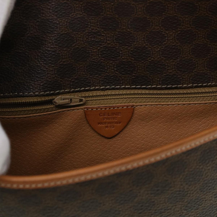 Celine Macadam Canvas Shoulder Bag PVC Leather Brown  42446