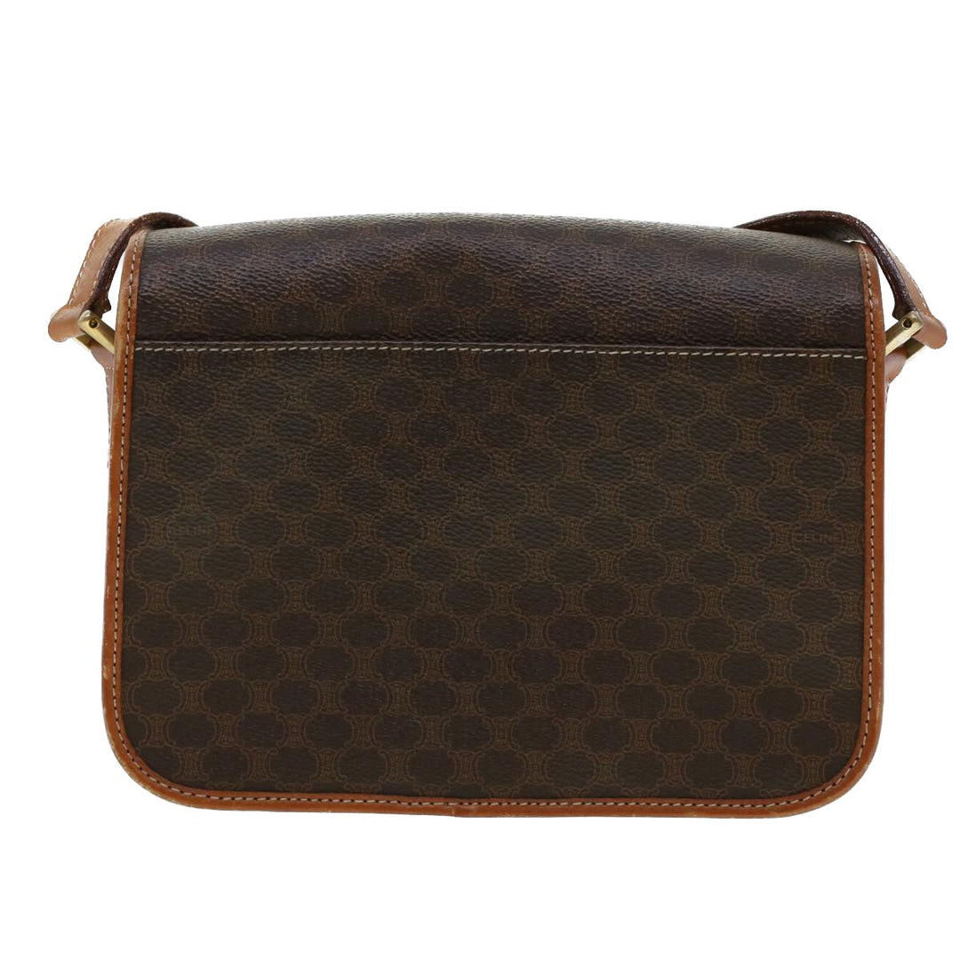 Celine Macadam Canvas Shoulder Bag PVC Leather Brown  42446