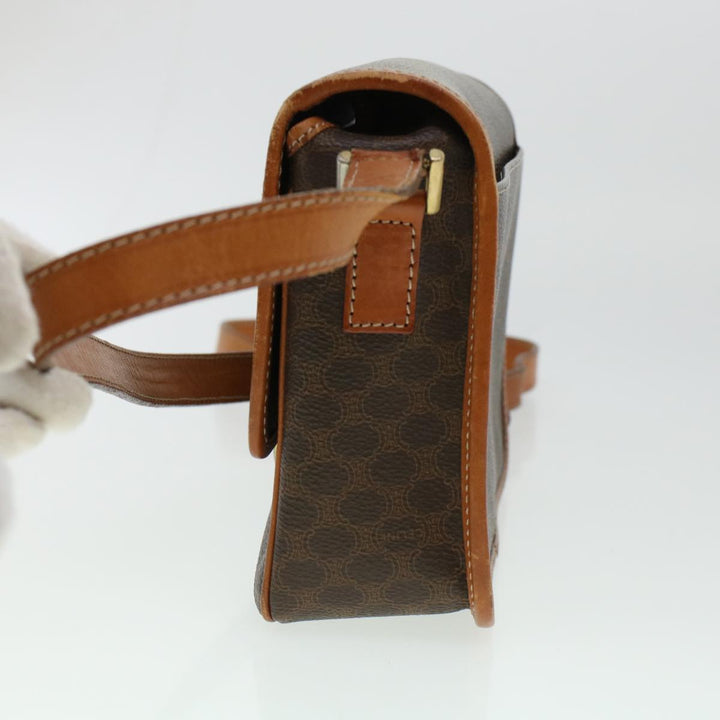 Celine Macadam Canvas Shoulder Bag PVC Leather Brown  42446