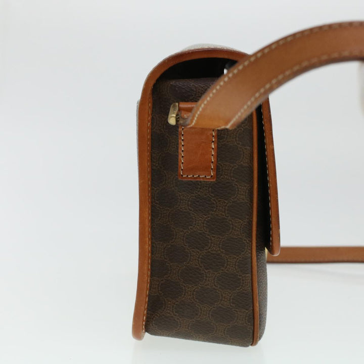 Celine Macadam Canvas Shoulder Bag PVC Leather Brown  42446
