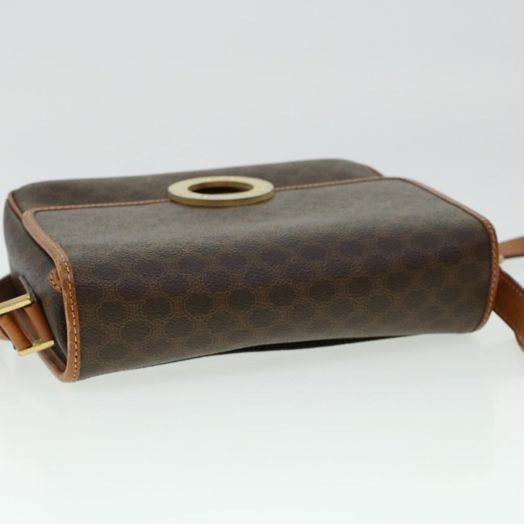 Celine Macadam Canvas Shoulder Bag PVC Leather Brown  42446
