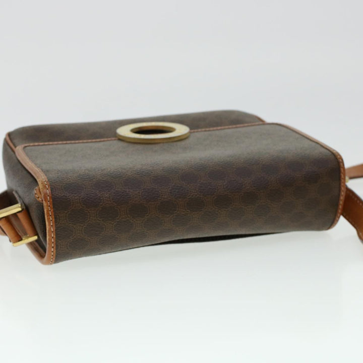 Celine Macadam Canvas Shoulder Bag PVC Leather Brown  42446